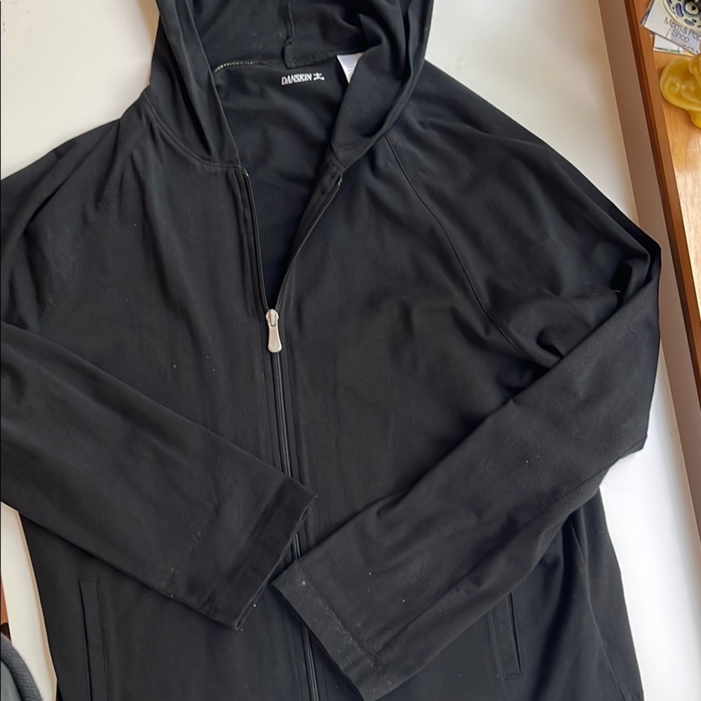 Danskin Black Zip Up Jacket with Hoodie with Pockets